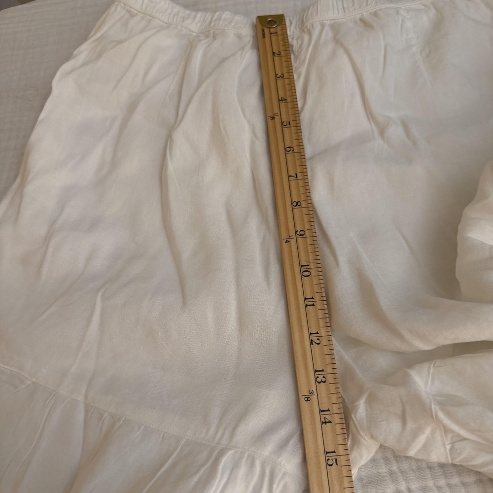 Kleen Culotte Shorts Womens XL White Ruffle Hem Flowy Linen Boho Casual Artisan - Picture 13 of 14